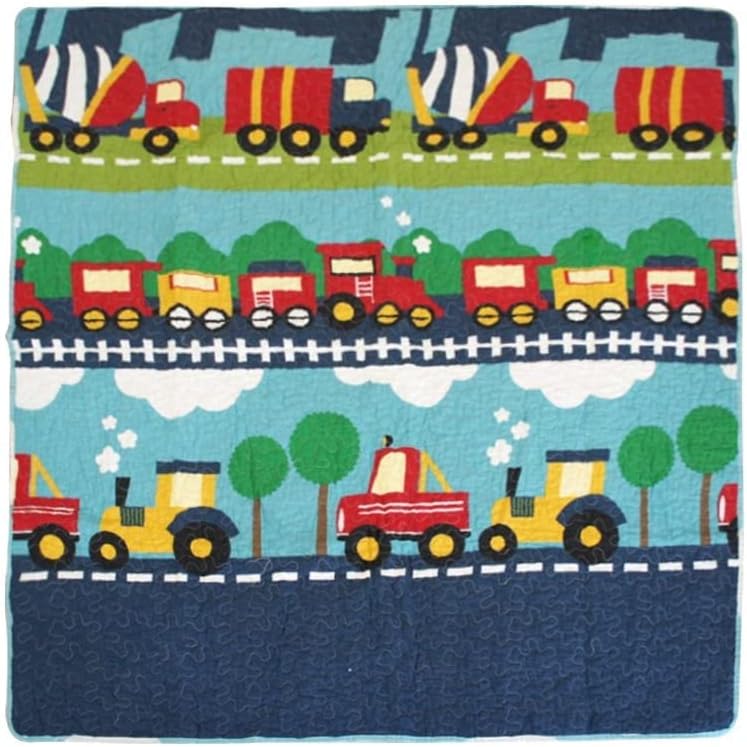 ABREEZE 100% Cotton Children's Bedspread, Train Pattern Coverlet Truck Quilt Bedspread Throw Blanket for Baby Kids 43" X 51" 1PCS - Image 2